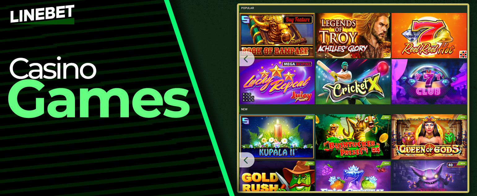 All vary of different casino games available in the Linebet casino platform.