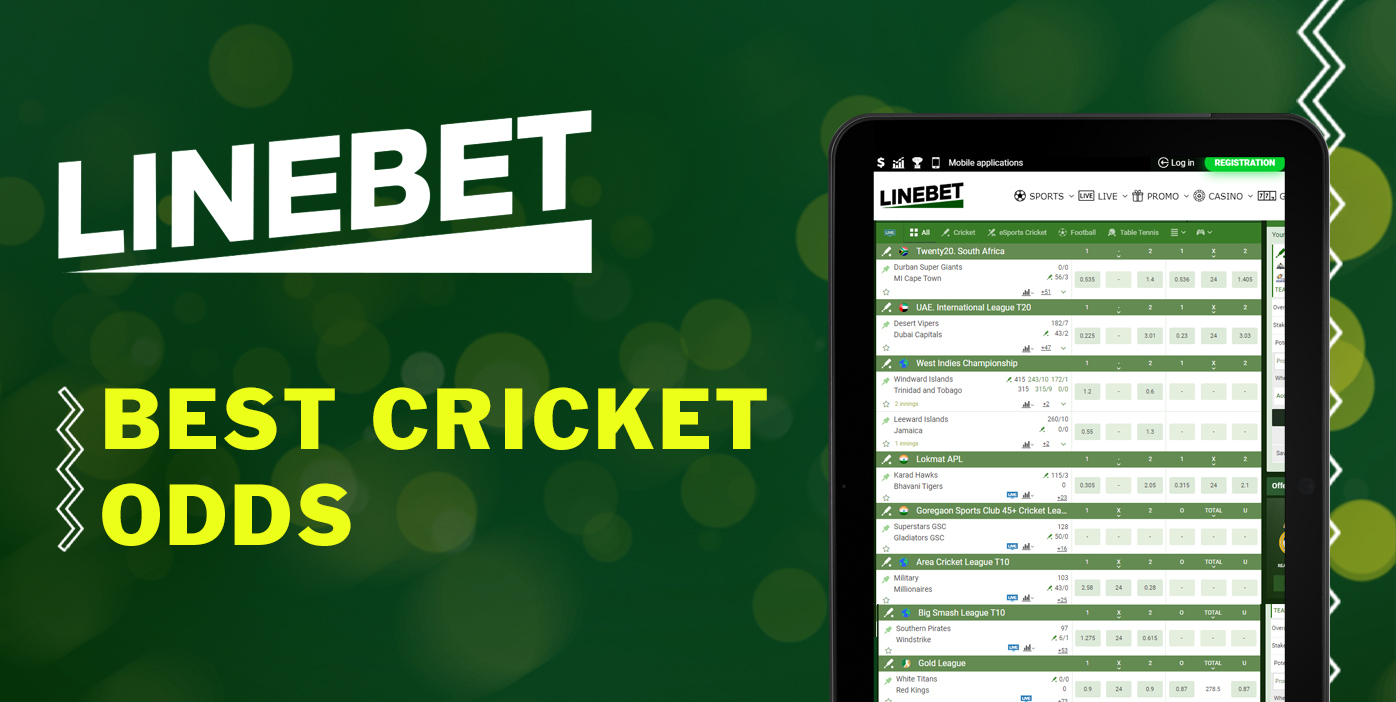 Cricket betting odds offered by LineBet
