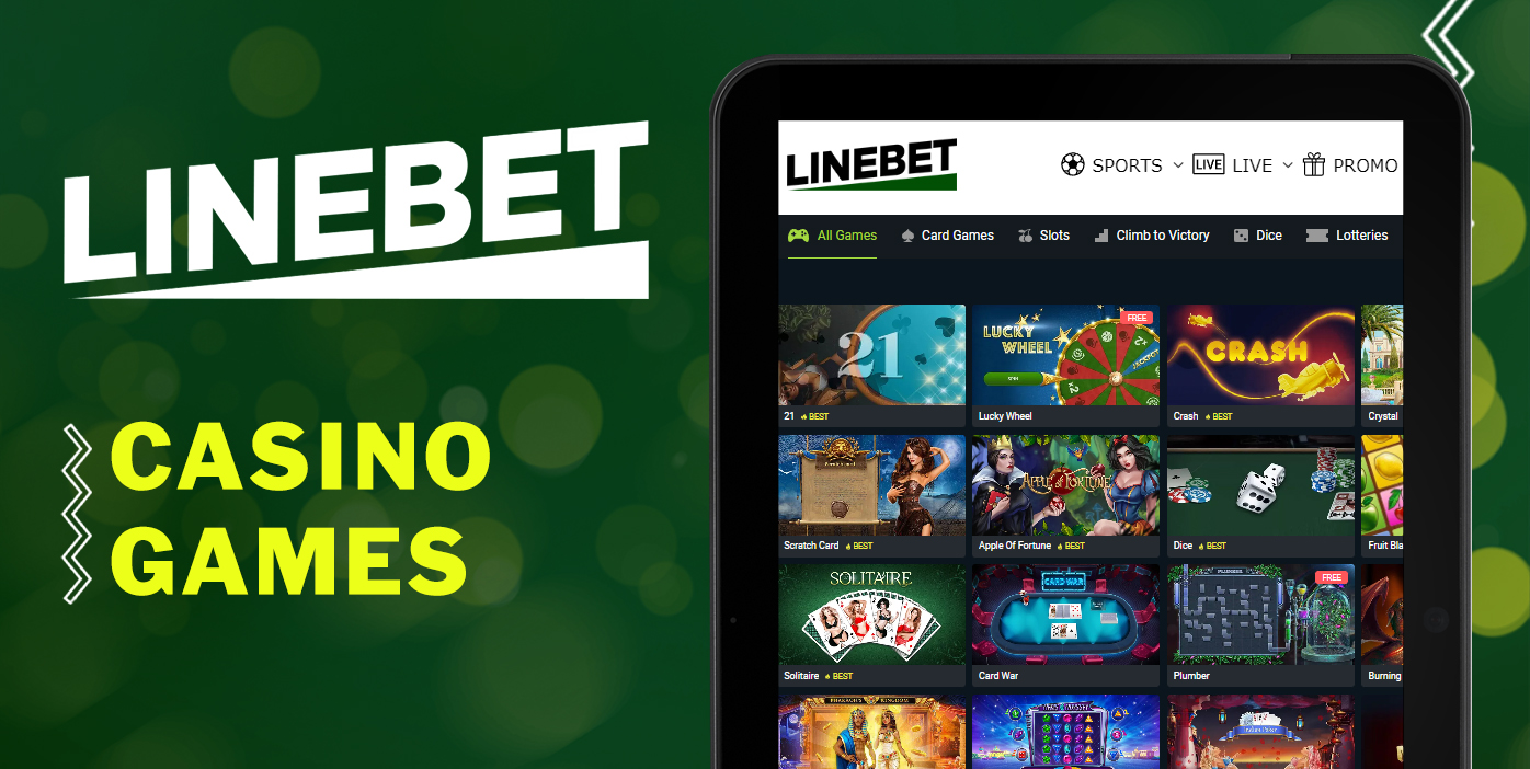 What sections of the online casino section available at Linebet
