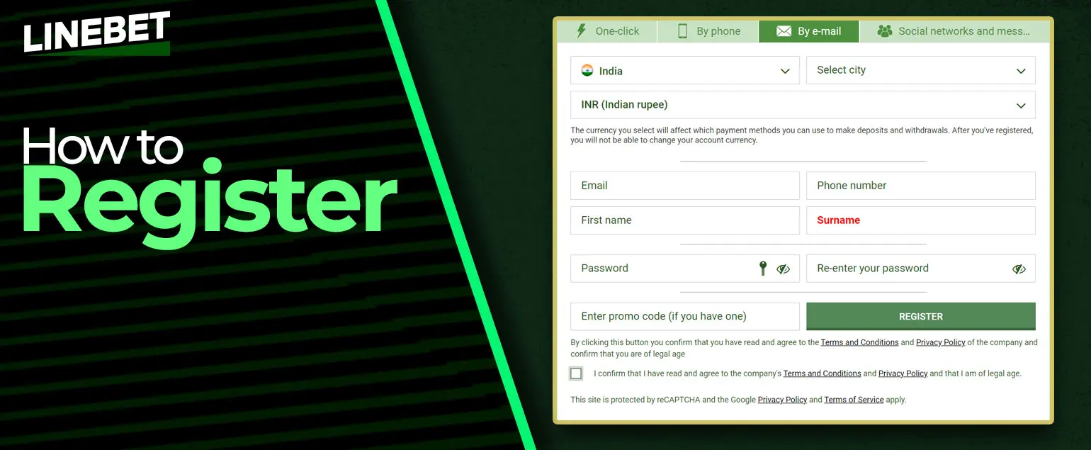 All actions you have to do in order to sign up in the Linebet bookie.